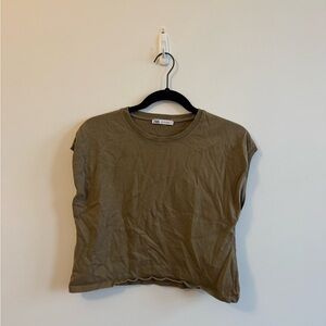 Zara Women's Khaki Short Sleeve Tee